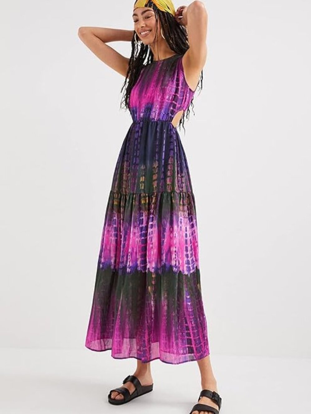desigual  tie-dye cutout maxi dress size large